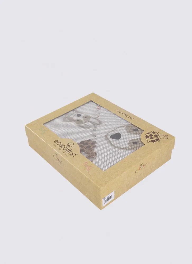 Ecocotton Dagi 4-Delige Poncho Set voor Babyjongens 100% Organisch Katoen Geborduurd Crème 1-4 Jaar - Afbeelding 5