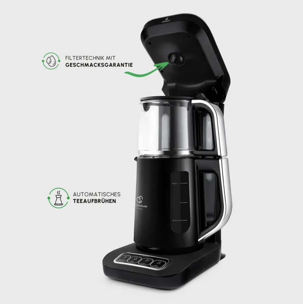 Karaca Caysever Robotea Pro 4 in 1 Sprekende Automatische Theemaker Waterkoker en Filterkoffiezetapparaat 2500W Zwart - Afbeelding 3