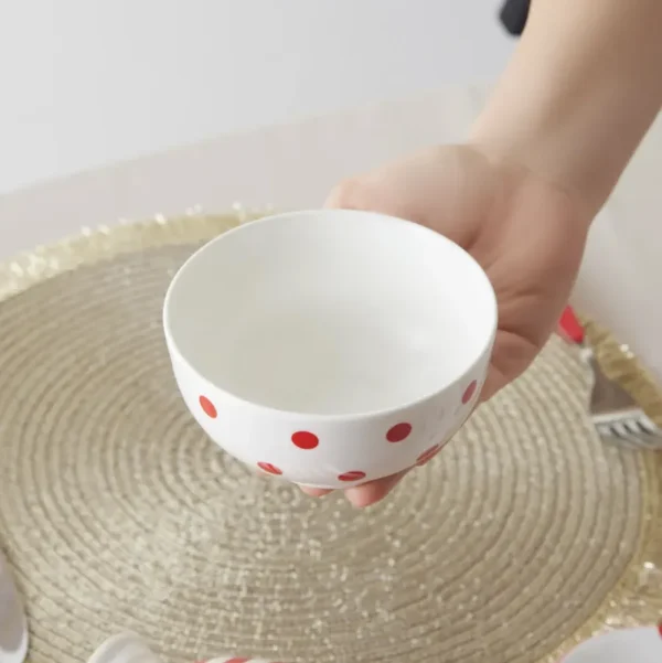 Karaca Polka Dot Porseleinen Witte Snackschaal 11 cm