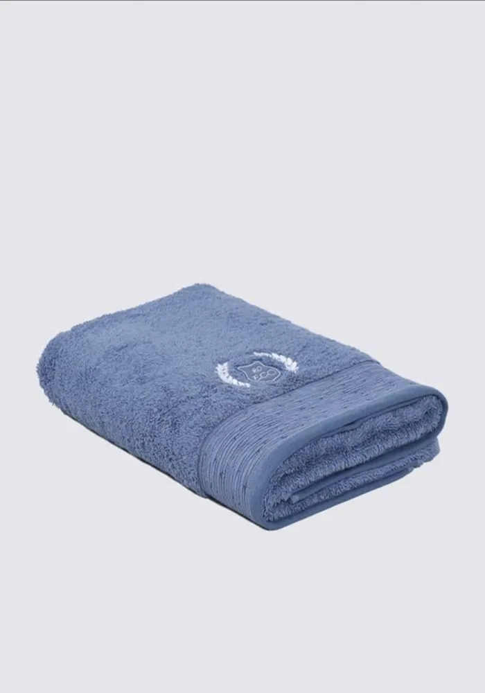 Ecocotton Derin Familie Badjas Set 100% Biologisch Katoen Geborduurd Crème/Blauw - M/L - Afbeelding 2