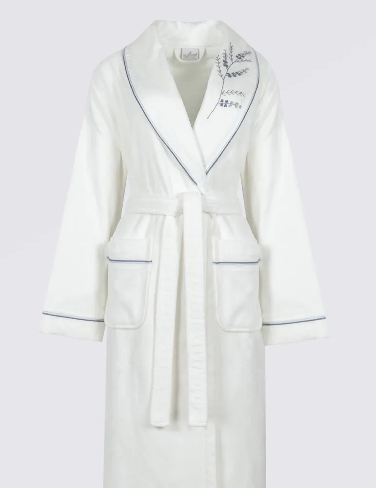 Ecocotton Derin Familie Badjas Set 100% Biologisch Katoen Geborduurd Crème/Blauw - M/L - Afbeelding 4