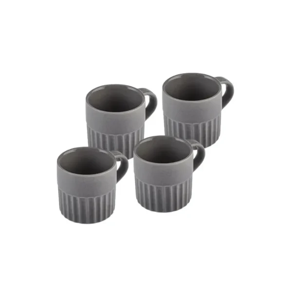 Karaca Sendai 4-persoons Espresso Turkse Koffiekopjes Set, 4-delig, Stoneware, Grijs, 120 ml