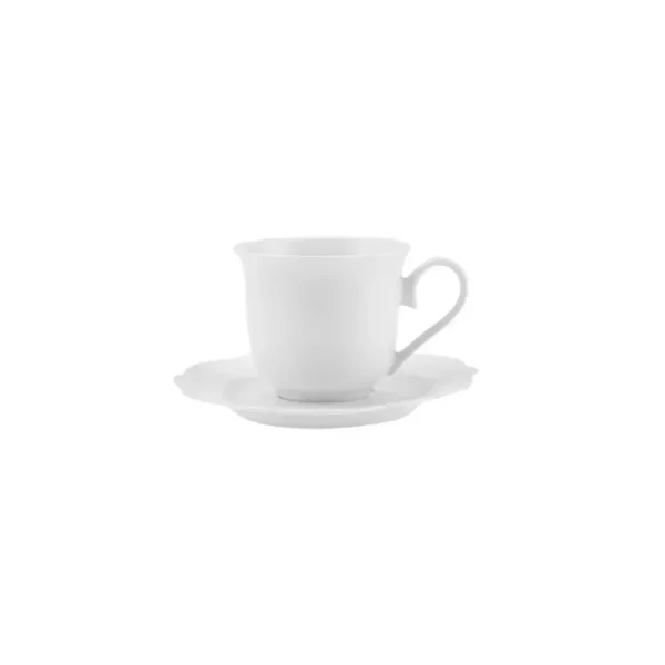 Karaca Daisy thee kop en schotel set voor 4 personen, 8-delig, New Generation Bone, wit, 260ml