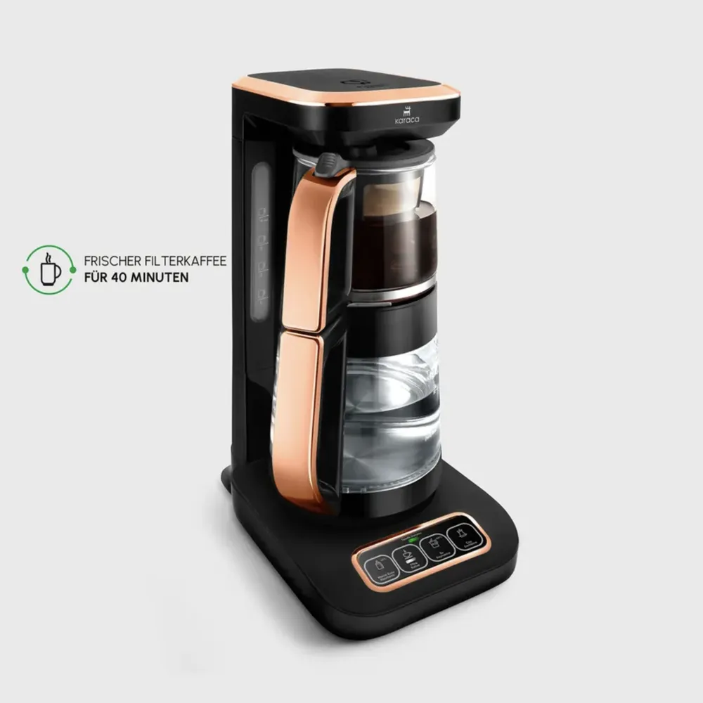 Karaca Çaysever Robotea Pro 4 in 1 Sprekend Automatisch Theezetapparaat met Glas, Waterverwarmer en Filter Koffiezetapparaat 2500W Copper Chroom - Afbeelding 2