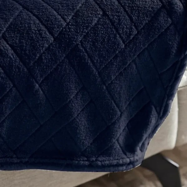 Karaca Elanor Flanel Emboss Wellsoft tweepersoons deken, marineblauw