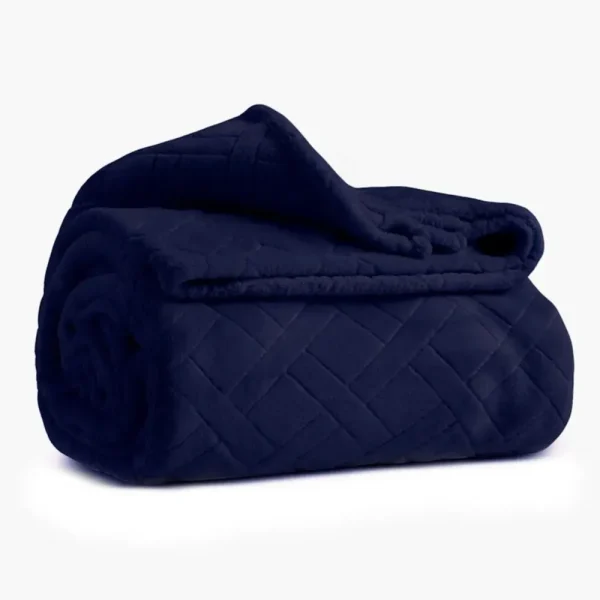 Karaca Elanor Flanel Emboss Wellsoft tweepersoons deken, marineblauw