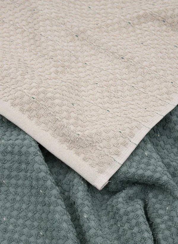 Green Black Parla 2-Delige Keukenhanddoek 100% Katoen Beige-Groen 50X70cm