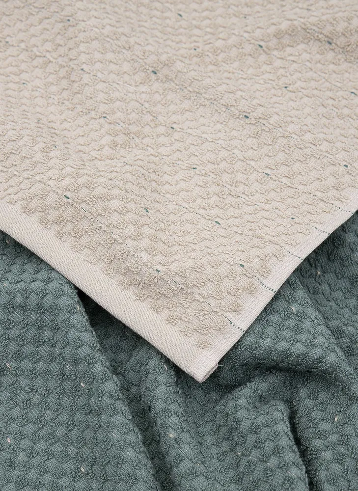 Green Black Parla 2-Delige Keukenhanddoek 100% Katoen Beige-Groen 50X70cm - Afbeelding 1