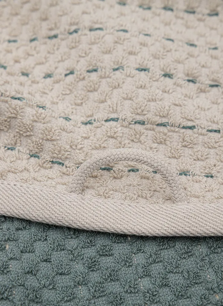 Green Black Parla 2-Delige Keukenhanddoek 100% Katoen Beige-Groen 50X70cm - Afbeelding 2