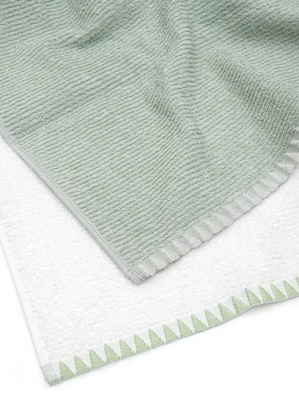 Green Black Vera 2-Delige Keukenhanddoek 100% Katoen Crème-Mint 50X70cm