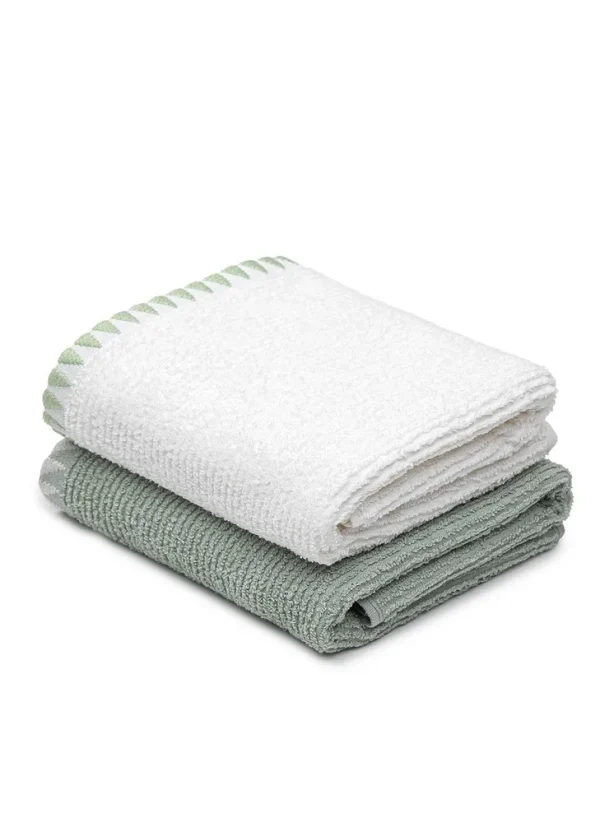 Green Black Vera 2-Delige Keukenhanddoek 100% Katoen Crème-Mint 50X70cm