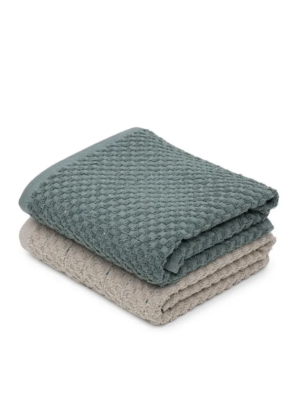 Green Black Parla 2-Delige Keukenhanddoek 100% Katoen Beige-Groen 50X70cm