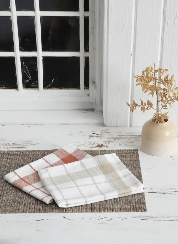 Green Black Esila 2-Delig Droogdoek 100% Katoen Speciaal Geweven Beige-Terra 45X65 Cm