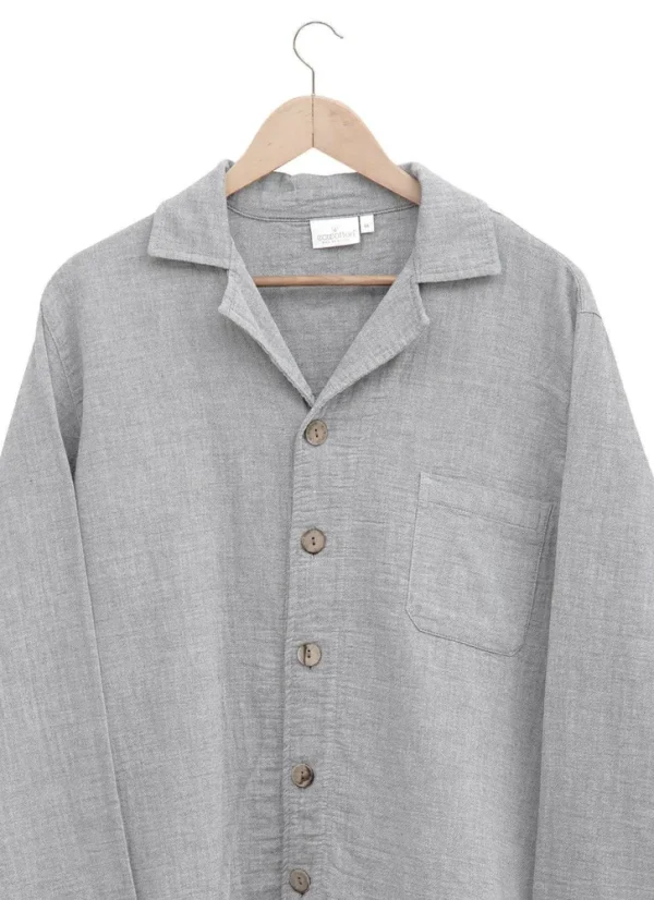 Ecocotton Melsa heren pyjama set 100% organisch katoen mousseline lichtgrijs