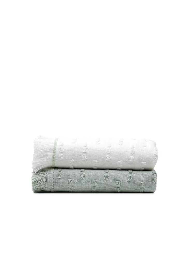 Green Black Pera 2-Delige Keukenhanddoek 100% Katoen Crème-Mint 50X70cm - Afbeelding 1