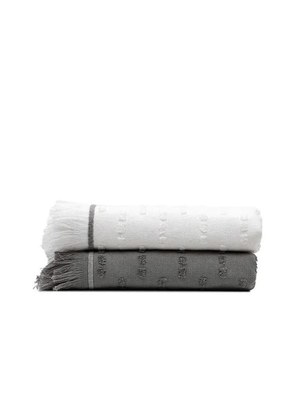 Green Black Pera 2-Delige Keukenhanddoek 100% Katoen Crème-Anthraciet 50X70cm