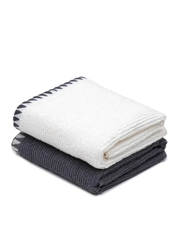 Green Black Vera 2-Delige Keukenhanddoek 100% Katoen Crème-Blauw 50X70cm
