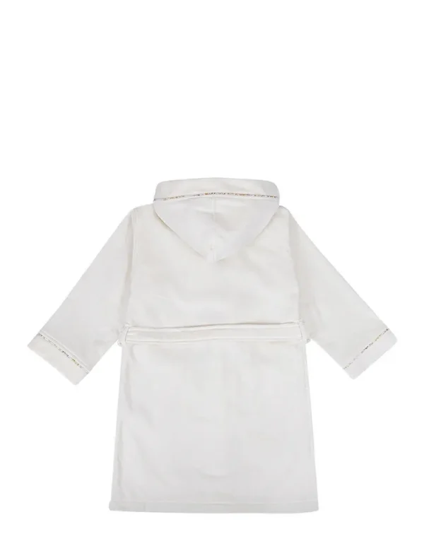 Ecocotton Nina meisjesbadjas 100% organisch katoen geborduurd crème-geel