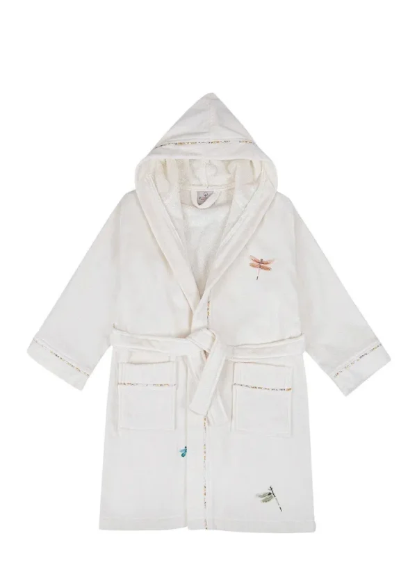 Ecocotton Nina meisjesbadjas 100% organisch katoen geborduurd crème-geel