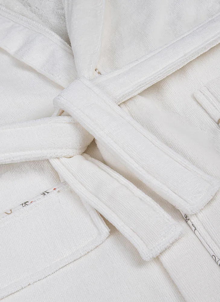 Ecocotton Dagi Jongens Badjas 100% Biologisch Katoen Geborduurd Crème - Afbeelding 3