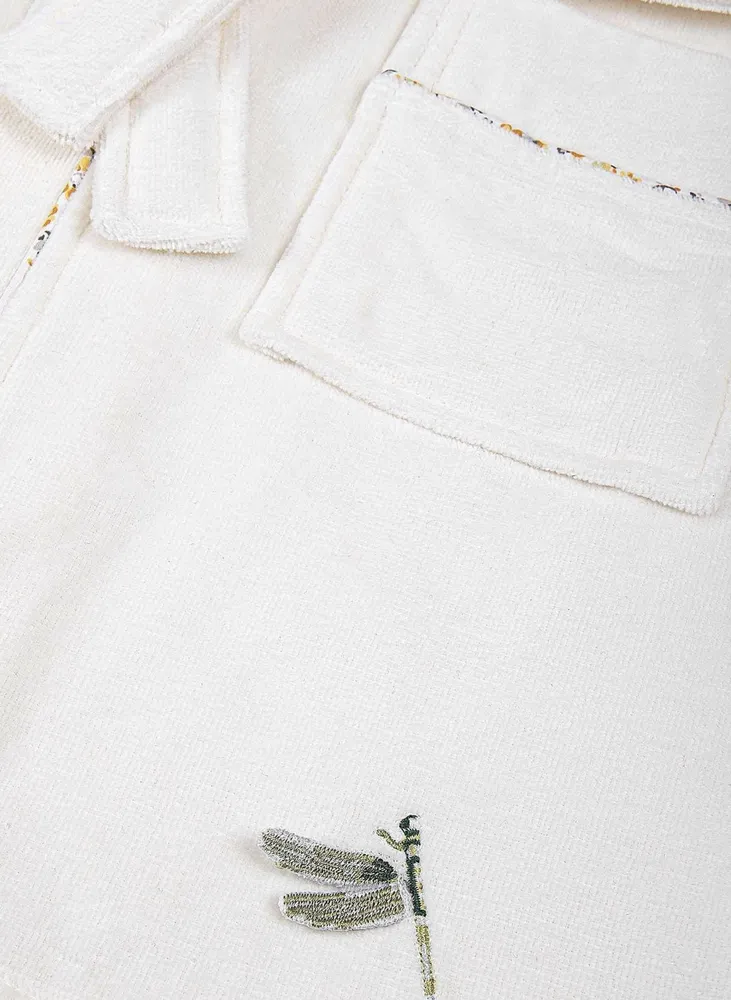 Ecocotton Nina meisjesbadjas 100% organisch katoen geborduurd crème-geel - Afbeelding 3