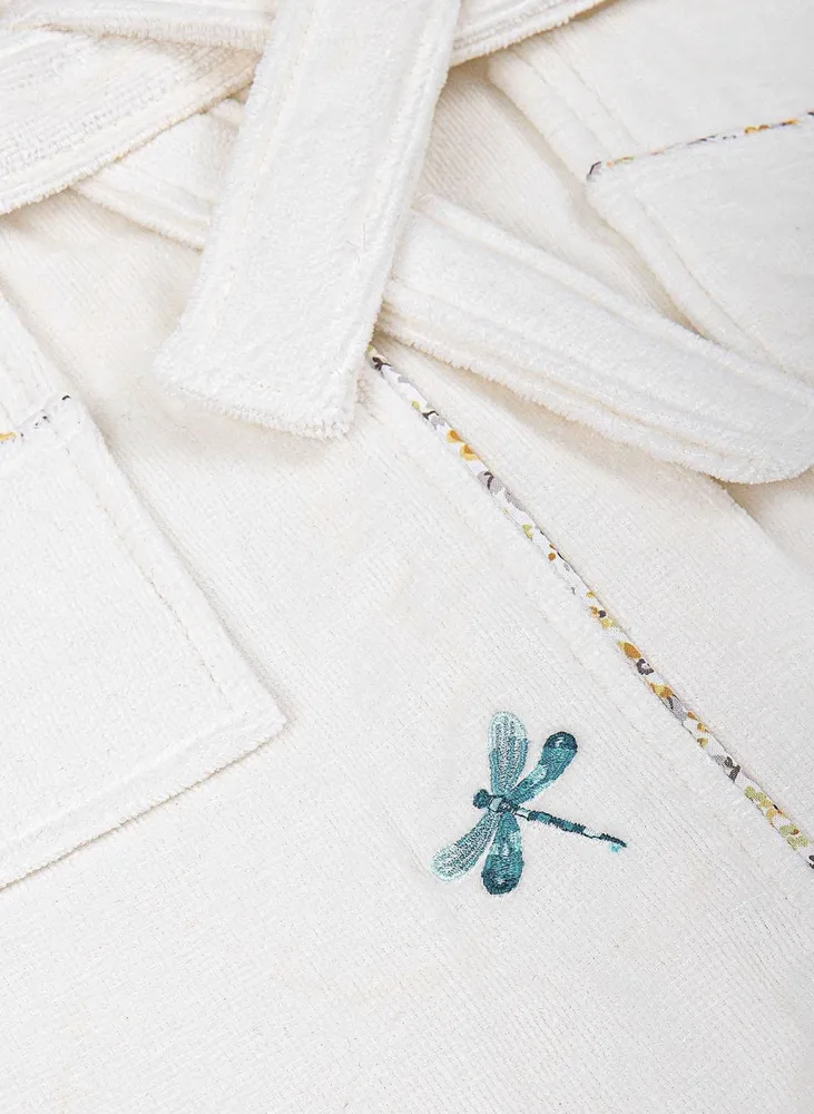Ecocotton Nina meisjesbadjas 100% organisch katoen geborduurd crème-geel - Afbeelding 4