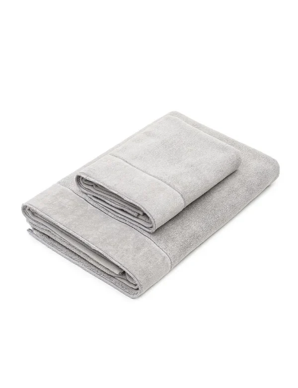 Ecocotton Arven Handdoeken Set 2-Delig 100% Biologisch Katoen Gebiesd Grijs 50x90 + 80x150 Cm