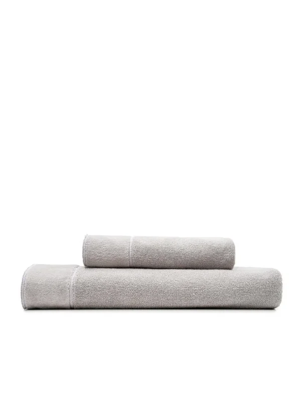 Ecocotton Arven Handdoeken Set 2-Delig 100% Biologisch Katoen Gebiesd Grijs 50x90 + 80x150 Cm