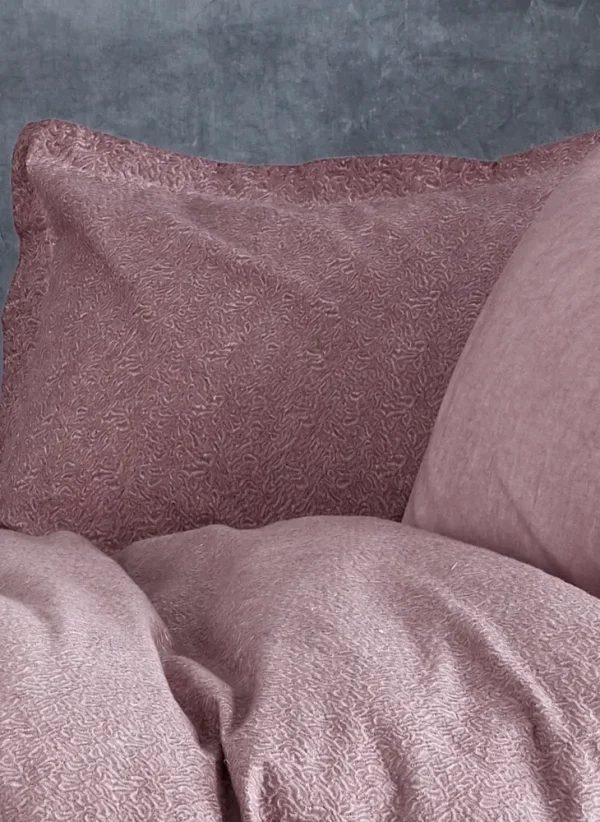 Ecocotton Larren Dekbedovertrek set 100% Biologisch Katoen Satijn Gebrocheerd Poeder 240x220 Cm