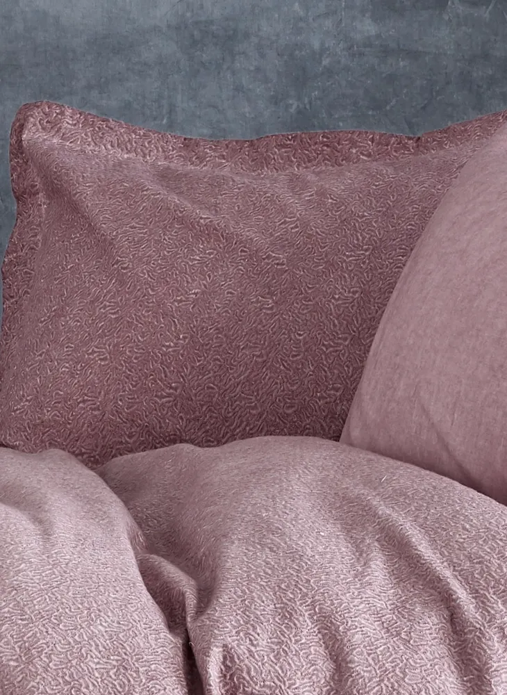 Ecocotton Larren Dekbedovertrek set 100% Biologisch Katoen Satijn Gebrocheerd Poeder 240x220 Cm - Afbeelding 1