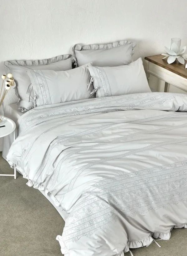 Ecocotton Feris Dekbedovertrek Set 100% Biologisch Katoen Grijs 240x220cm