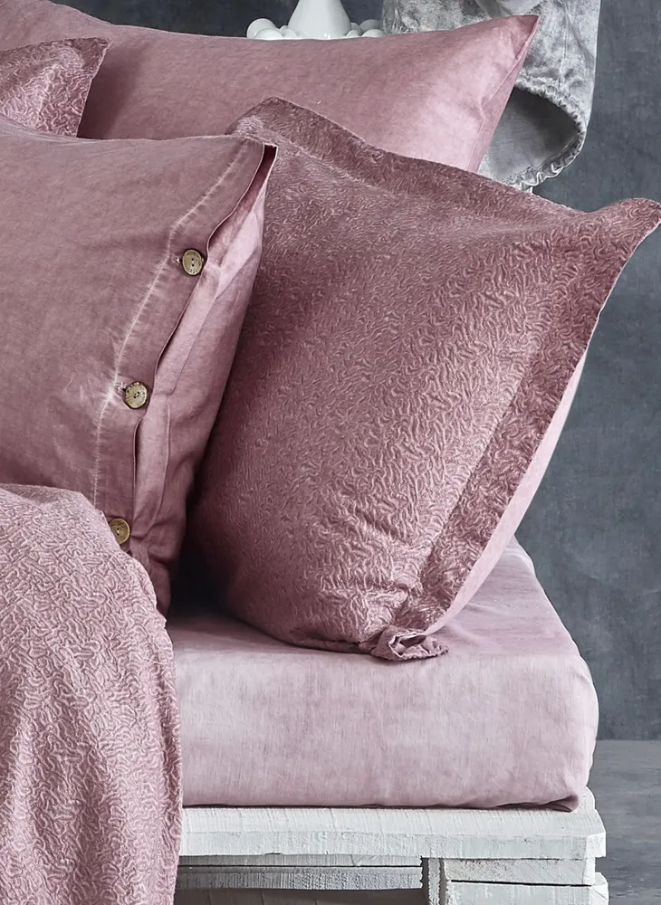 Ecocotton Larren Dekbedovertrek set 100% Biologisch Katoen Satijn Gebrocheerd Poeder 240x220 Cm - Afbeelding 3