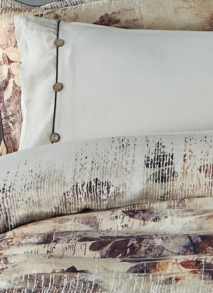Ecocotton Demre Dekbedovertrekset 100% Linnen Digitaal Bedrukt Beige 240x220 Cm - Afbeelding 3