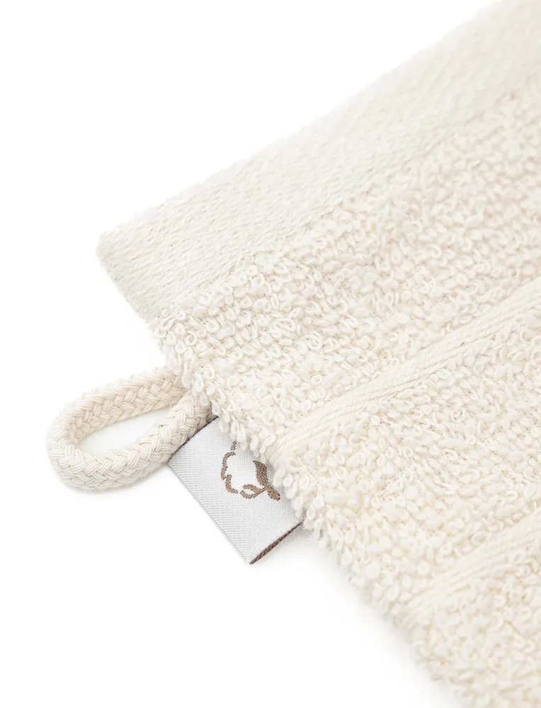 Ecocotton Washandje 100% Katoen Set van 2 Gestreepte-Dichte Rand Crème 15x20 cm - Afbeelding 3