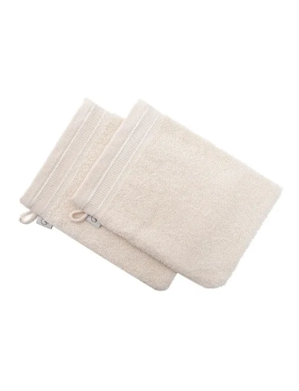Ecocotton Washandje 100% Katoen Set van 2 Crème 15x20 cm