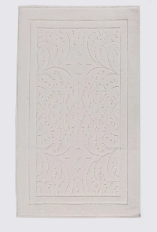 Green black Elenora Badmat 100% Katoen Gekamd Jacquard Crème 50x80 cm