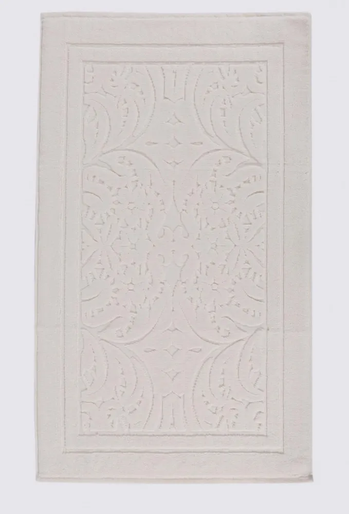 Green black Elenora Badmat 100% Katoen Gekamd Jacquard Crème 50x80 cm
