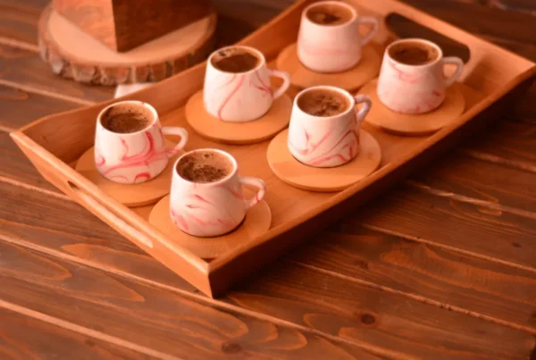 Bambum Ebru 6 Persoons Koffiekopjes Set Rood