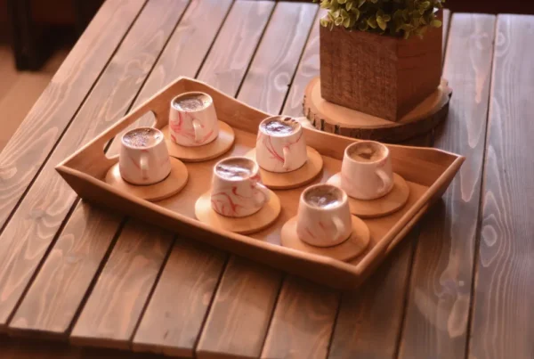 Bambum Ebru 6 Persoons Koffiekopjes Set Rood