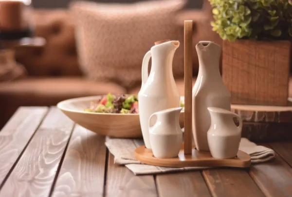 Bambum tile Olie en Azijnhouder Peper en Zout strooier