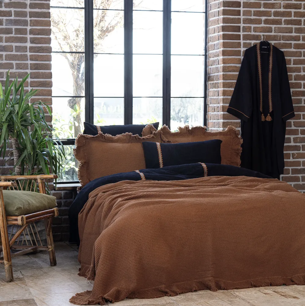 Ecocotton Dina Tweepersoons sprei Set 100% Organisch Katoen Terra 240X260cm - Afbeelding 1