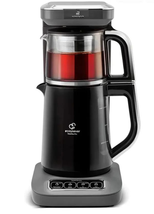 Karaca Caysever Robotea Pro 4 in 1 Sprekende Automatische Theemaker Waterkoker en Filterkoffiezetapparaat 2500W Space Grey