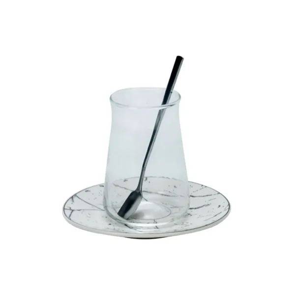Bricard Marmer Theeset | Wit - Zilver 18-Delig