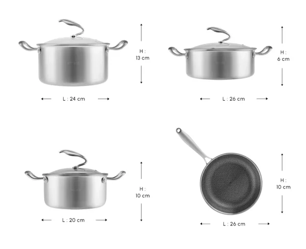 Karaca 5Ply PowerSteel 316+ Kookpotten set , 7 Delig