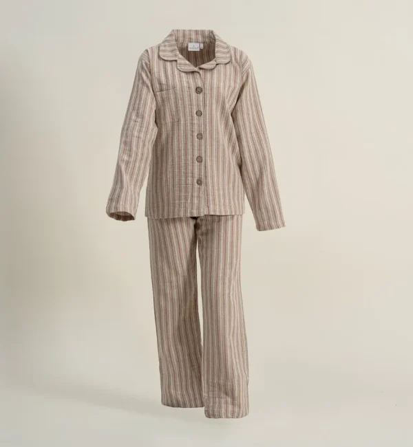 Ecocotton Ala dames pyjama set 100% organisch katoen linnen Terra