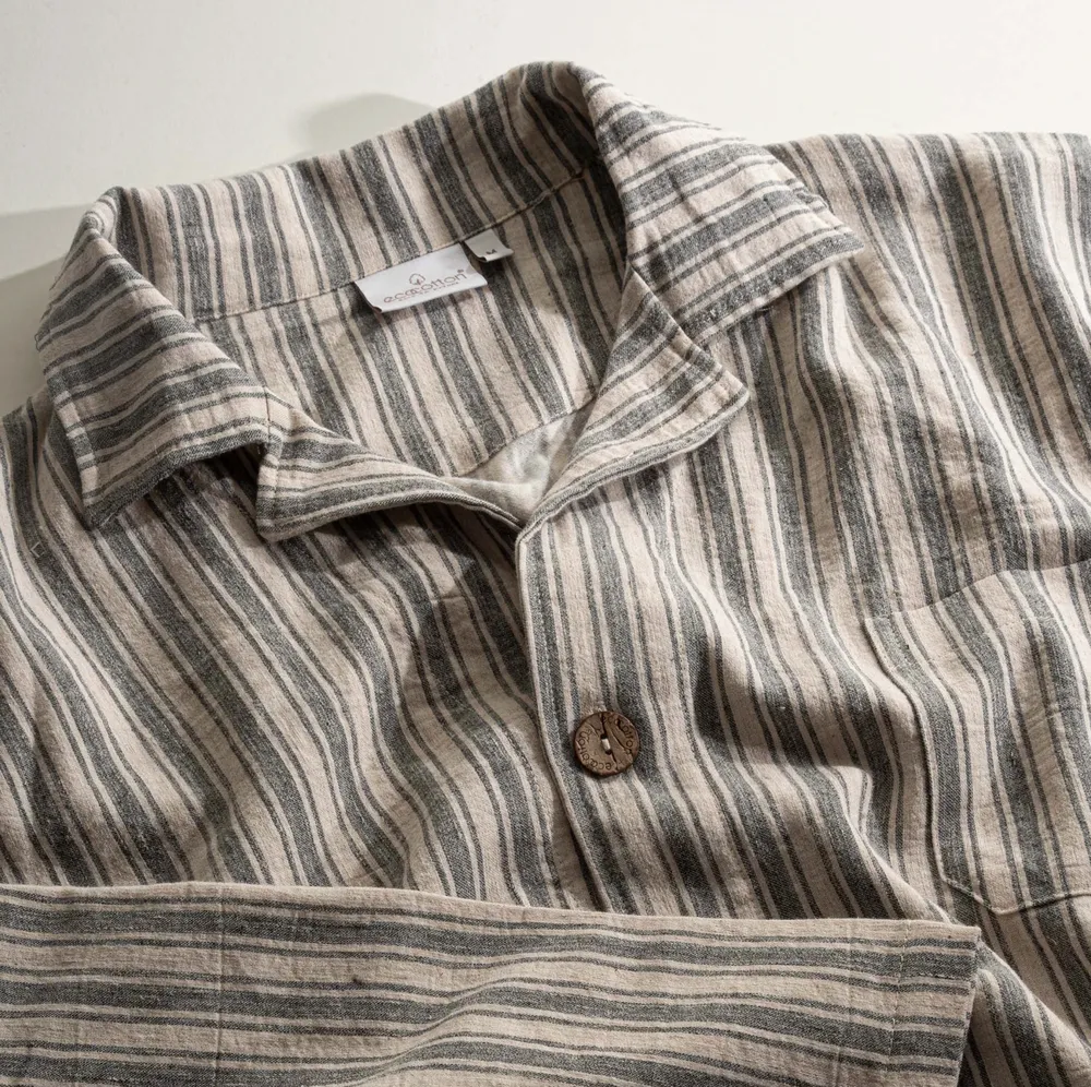Ecocotton Ala Pyjama Set Heren 100% Organisch Katoen Linnen Antraciet - Afbeelding 1