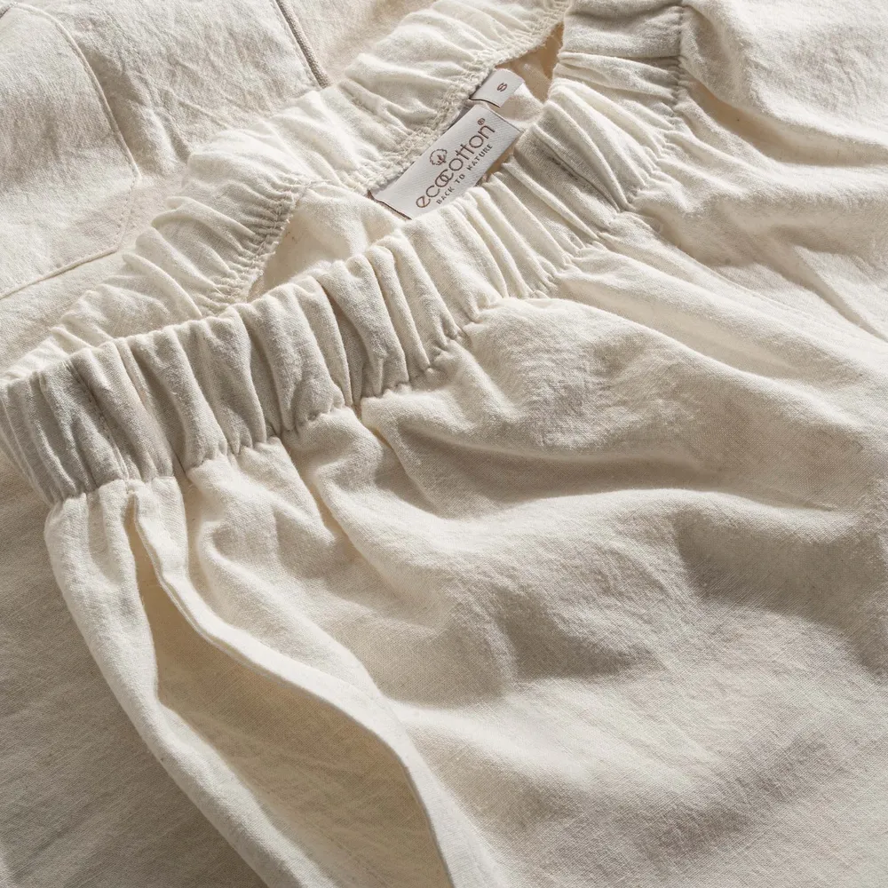 Ecocotton Reya Vrouwen Pyjama Set 100% Organisch Katoen Linnen Crème - Afbeelding 2