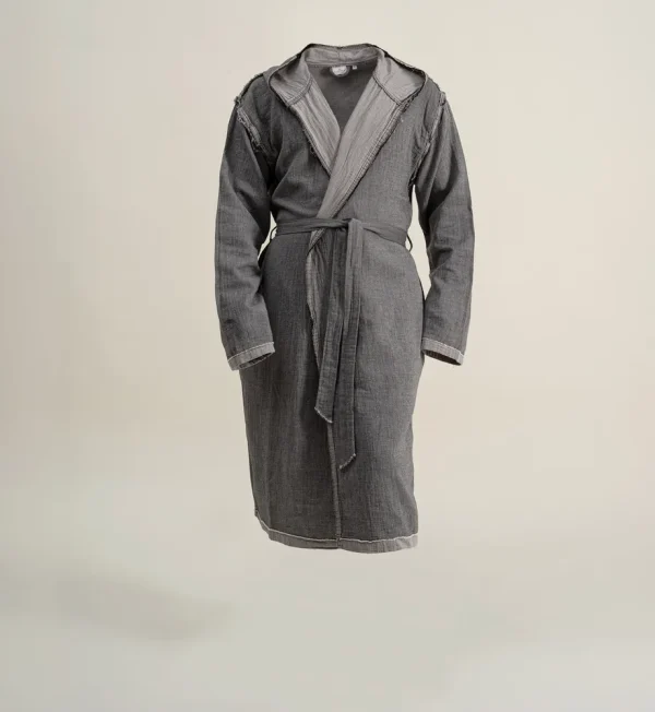 Ecocotton Melsa Heren ochtendkleed 100% biologisch katoen Mousseline Antraciet
