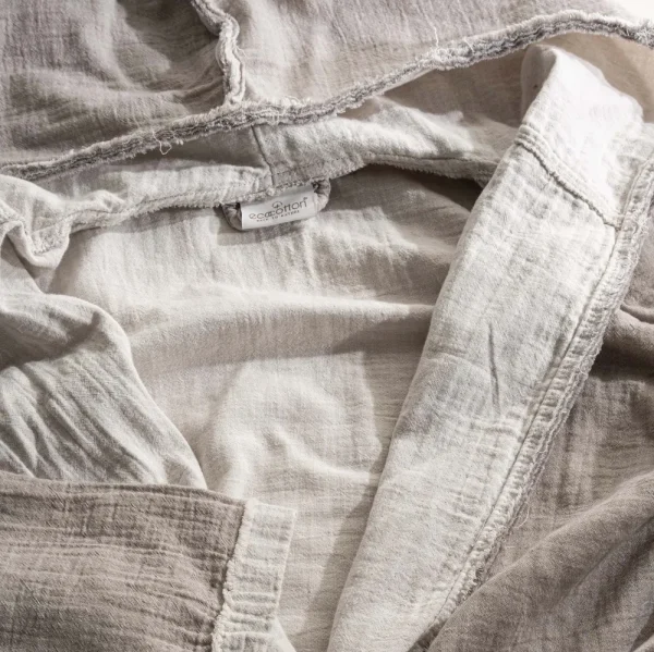 Ecocotton Melsa Heren ochtendkleed 100% biologisch katoen Mousseline Licht grijs