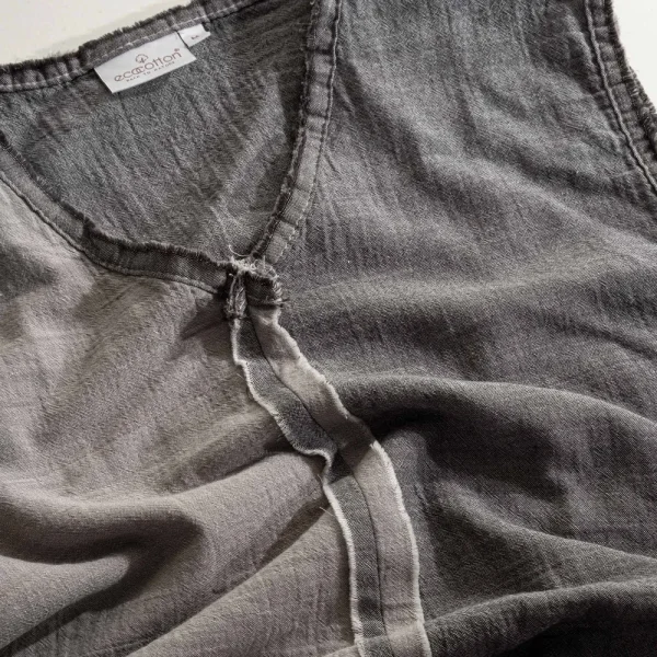 Ecocotton Melsa Heren Pyjama Set Met Short 100% Organisch Katoen Mousseline Antraciet